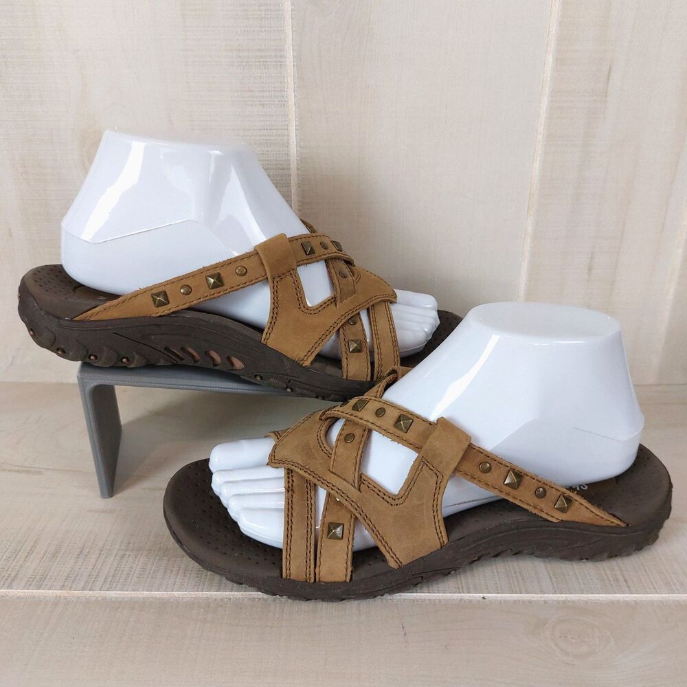 Skechers Reggae Studded Strappy Sandals Womens 7 Brown Leather 48188